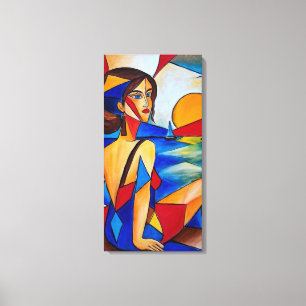 Impressão Em Tela À Beira-Mar - Pintura Cubista