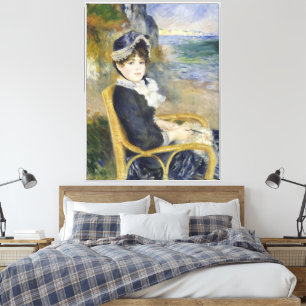 Impressão Em Tela À Beira-Mar, Retrato de Pintura a Óleo, Renoir
