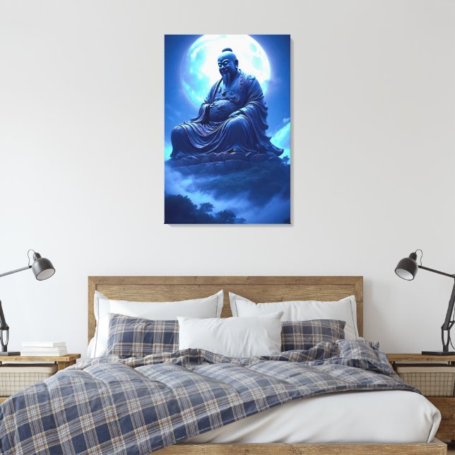 Impressão Em Tela A Benção da Lua Sobre a Estátua Celestial (Insitu(Quarto))
