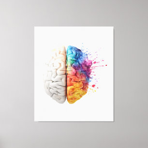 Impressão Em Tela A brain divided between logical and creative sides