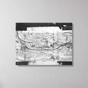 Impressão Em Tela A cidade e a vila de Carcassonne, 1462