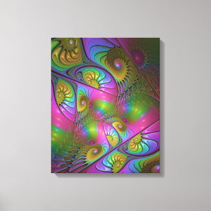 Impressão Em Tela A Colorida Arte Fractal Abstrata Trippy Luminosa