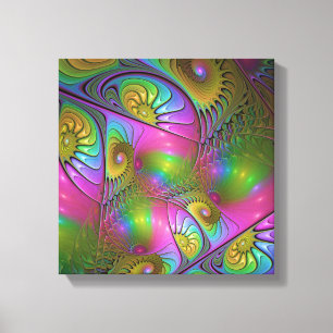 Impressão Em Tela A Colorida Arte Fractal Abstrata Trippy Luminosa