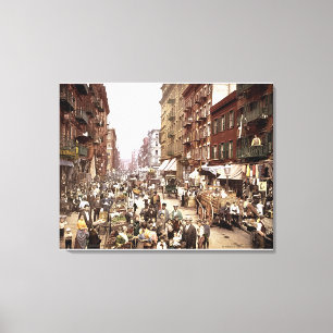 Impressão Em Tela A cor da rua NYC C. 1900 do Mulberry esticou