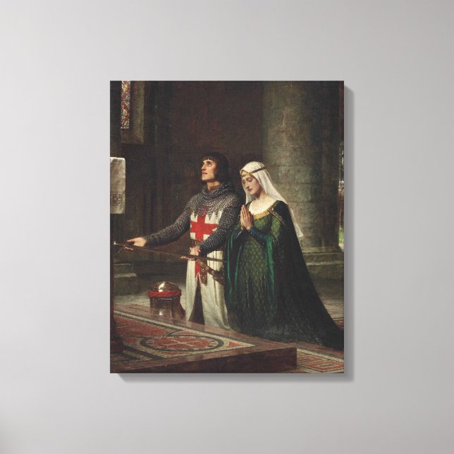 Impressão Em Tela A Dedicação (Cavaleiro Medieval e Sua Dama) (Frente)