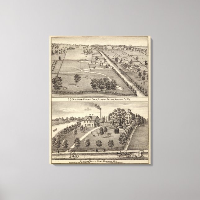 Impressão Em Tela A Fazenda de Simmon, Kenosha Water Cure (Frente)