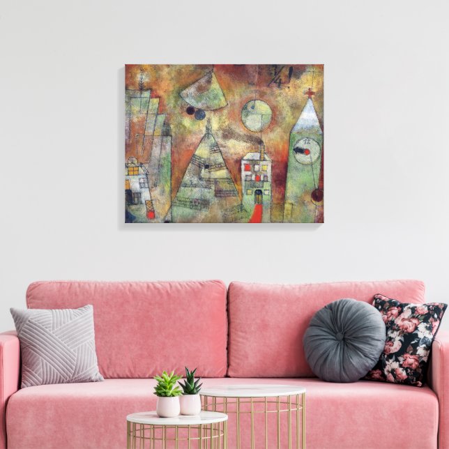 Impressão Em Tela A Hora Feliz, 3 Quartos a 12 | Paul Klee | (Insitu(Sala de estar))