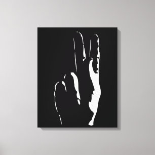 Impressão Em Tela a letra K em linguagem gestual