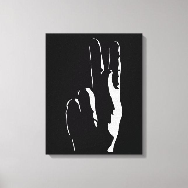 Impressão Em Tela a letra K em linguagem gestual (Frente)