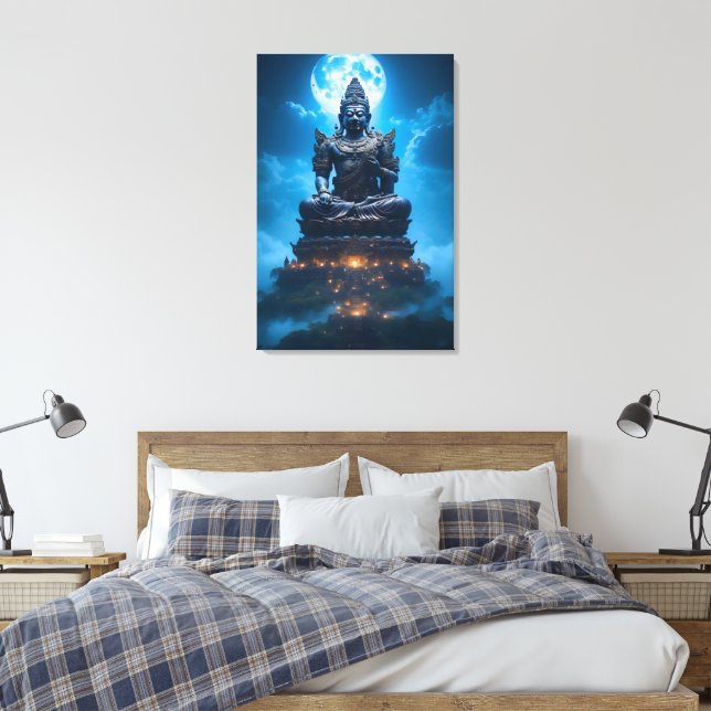 Impressão Em Tela A Luz da Lua Cheia do Buda (Insitu(Quarto))