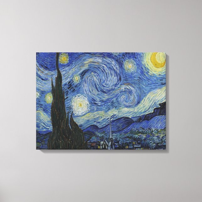 Impressão Em Tela A Noite Estrelada de Van Gogh (Frente)
