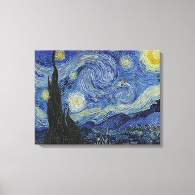 Impressão Em Tela A Noite Estrelada de Van Gogh (Frente)