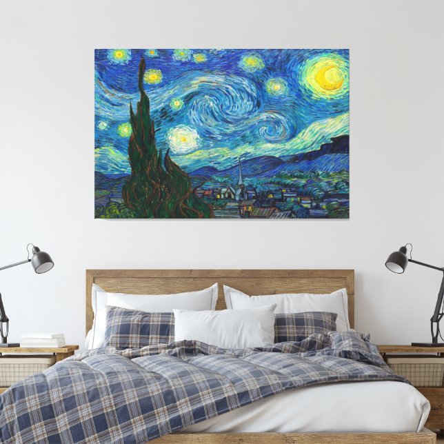 Impressão Em Tela A Noite Estrelada de Vincent van Gogh (Insitu(Quarto))