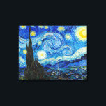 Impressão Em Tela A Noite Estrelada | Van Gogh |<br><div class="desc">A Noite Estrelada é uma pintura a óleo na canvas do pintor holandês Poste-impressionista Vincent van Gogh. Pintado em junho de 1889, ele mostra a visão da janela voltada para leste de sua sala de asilo na Santo-Rémy-de-Provence, pouco antes do nascer do sol, com a adição de uma vila imaginária....</div>