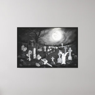 Impressão Em Tela À noite no cemitério, Angel com o Diabo