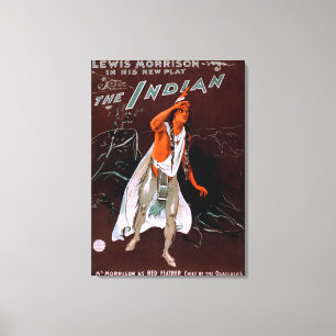 Impressão Em Tela "A pena vermelha do indiano" -, chefe do