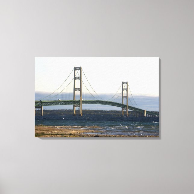 Impressão Em Tela A ponte Mackinac que atravessa o estreito de 3 (Frente)