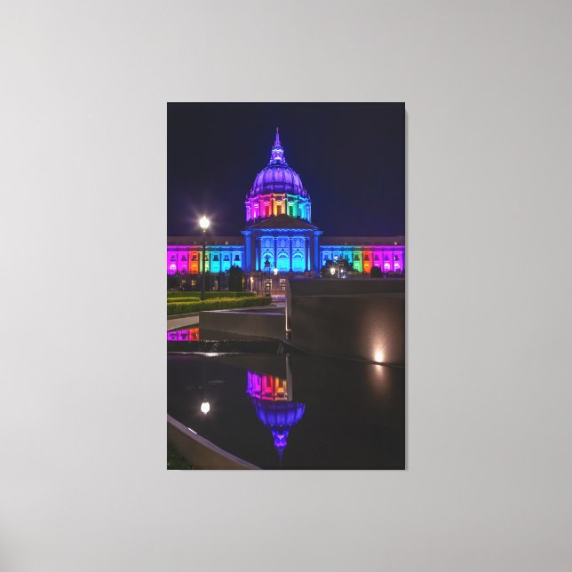 Impressão Em Tela A Prefeitura de São Francisco em Rainbow Light (Frente)
