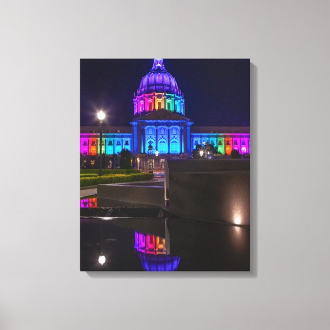 Impressão Em Tela A Prefeitura de São Francisco em Rainbow Light (Frente)