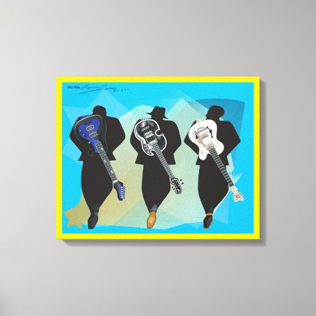 Impressão Em Tela A tela de desenho trio estendida - plano de fundo  (Frente)