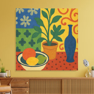 Impressão Em Tela A vida continuada moderna com pintura Fruta