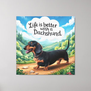 Impressão Em Tela A Vida É Melhor Com Um Dachshund