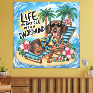 Impressão Em Tela A Vida É Melhor Com Um Dachshund