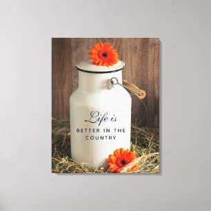 Impressão Em Tela A vida é melhor nas citações do país com lata
