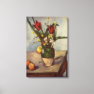 Impressão Em Tela A Vida Estática, Tulipas e Apple por Paul Cezanne