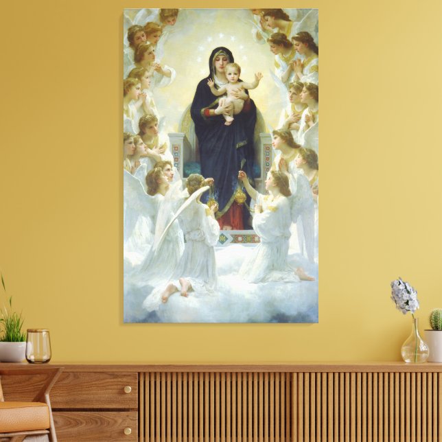 Impressão Em Tela  A Virgem Com Anjos (Insitu(Sala de estar))