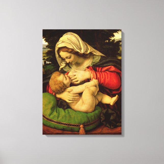 Impressão Em Tela A Virgem da Cushion Verde, 1507-10 (Frente)