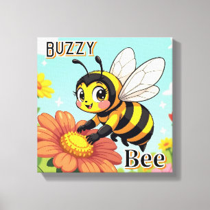 Impressão Em Tela Abeelha Zumbidora   Arte de Berçário Infantil de D
