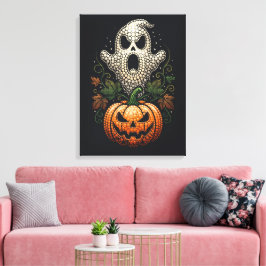 Impressão Em Tela Abóbora de crânio de Halloween gótico