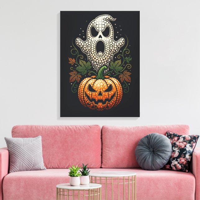 Impressão Em Tela Abóbora de crânio de Halloween gótico (Insitu(Sala de estar))
