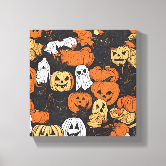 Impressão Em Tela Abóbora de Halloween (Frente)