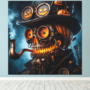 Impressão Em Tela Abóbora de Halloween Steampunk Gótico