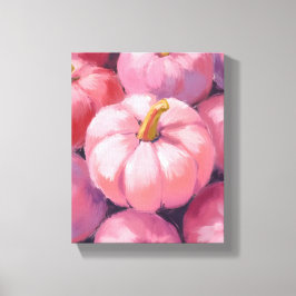 Impressão Em Tela Abóboras em Aquarela Pastel Rosa