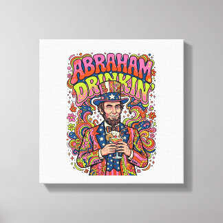 Impressão Em Tela Abraão Patriótico Bebendo Retro