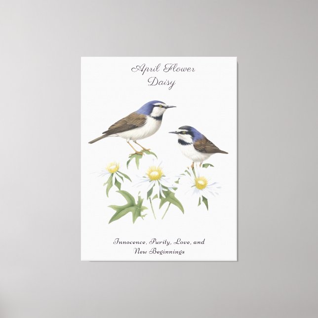 Impressão Em Tela Abril Mês da Flor Daisy Cerejou Aniversário (Frente)