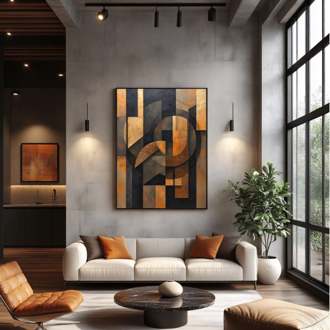 Impressão Em Tela Abstração Dourada (Criador carregado)