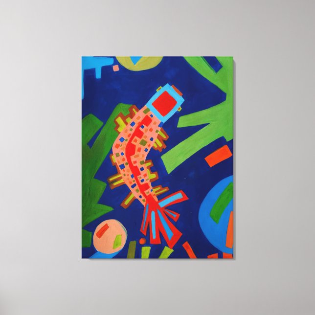 Impressão Em Tela abstração, peixe, carpa, cubismo, (Frente)