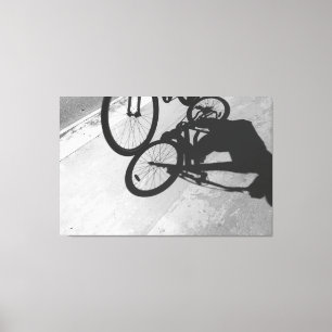 Impressão Em Tela Abstract Black and White Bicycle Shadow on Concret