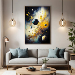 Impressão Em Tela Abstract Cosmos: Planets in Dance