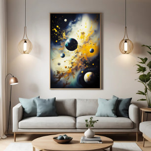 Impressão Em Tela Abstract Cosmos: Planets in Dance