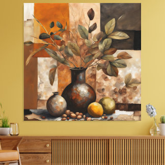 Impressão Em Tela Abstract Earthy Still Life - Terracotta & Olive