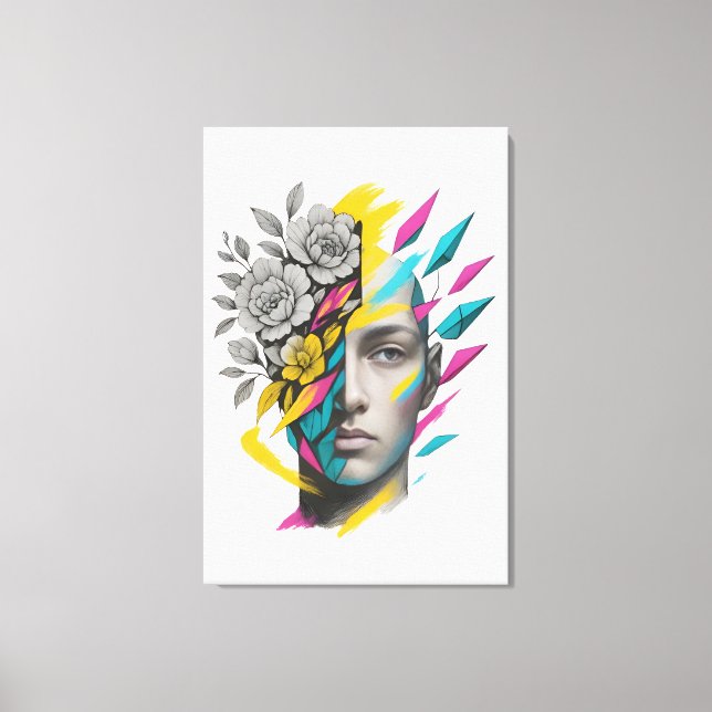 Impressão Em Tela Abstract Geometric Face Modern Wall Art (Frente)