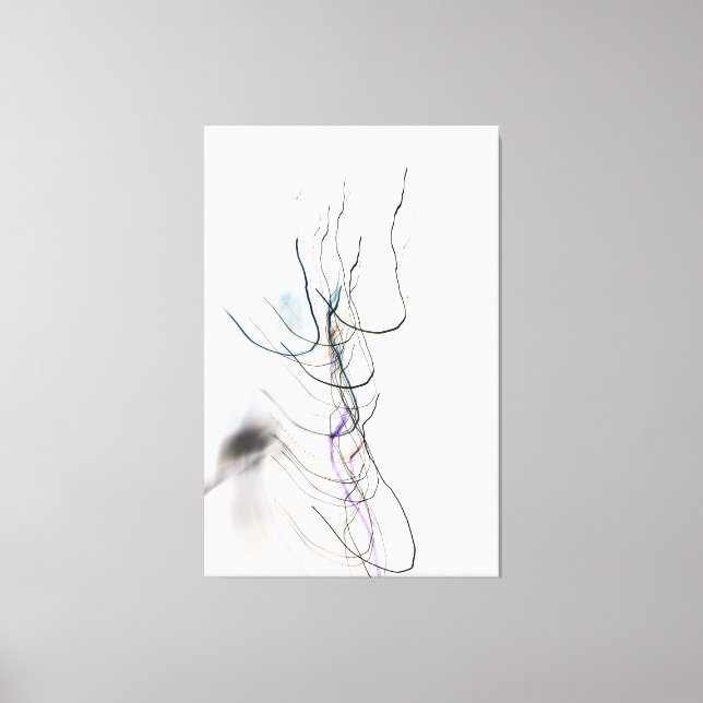 Impressão Em Tela Abstract Minimalist Calligraphy Light Trails on Wh (Frente)