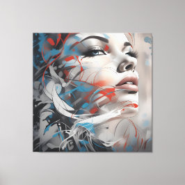 Impressão Em Tela Abstract painting beautiful woman face