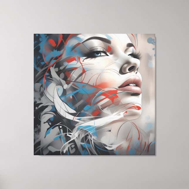 Impressão Em Tela Abstract painting beautiful woman face (Frente)