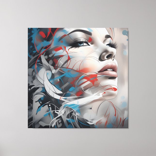 Impressão Em Tela Abstract painting beautiful woman face (Frente)